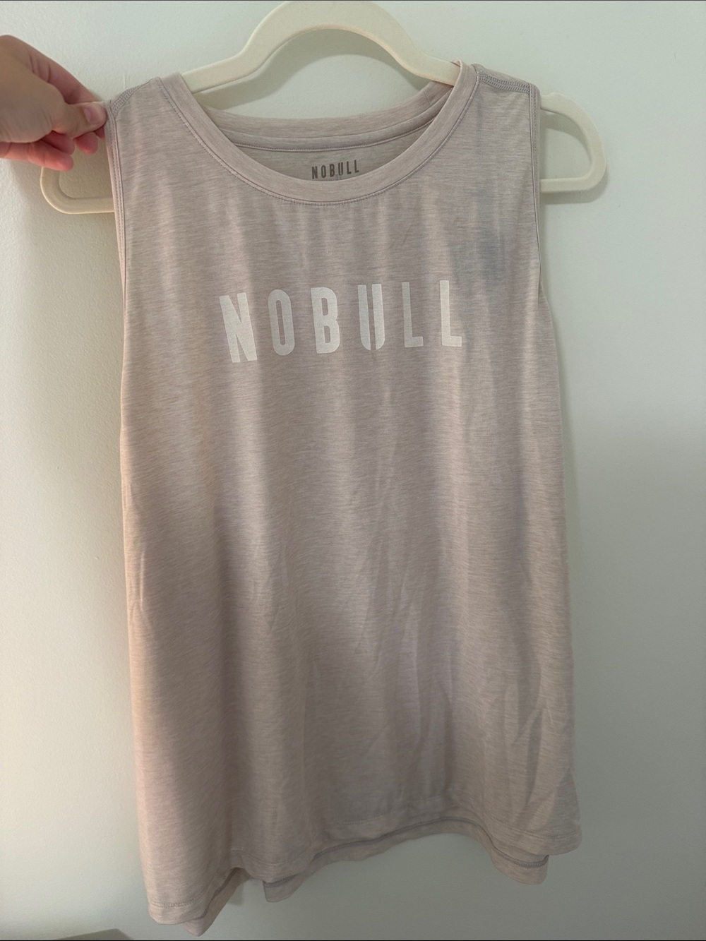 NWT NOBULL Women's Tank Top in Light Taupe with White Logo